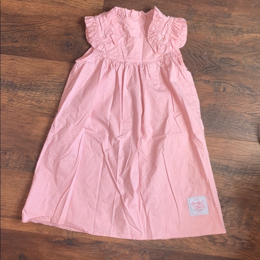 Smocked or Not pink polka dot dress- size 5T